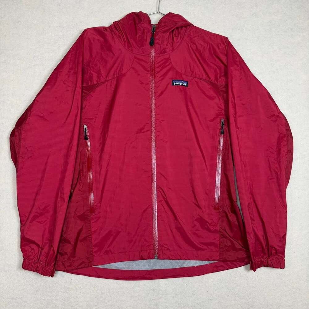 Patagonia Jacket Womens M Red Hooded Full Zip Nylon Rain Coat Style Shadow